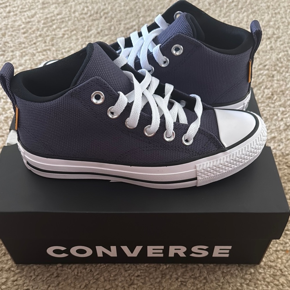 Converse Blue Sneakers with Iconic Rubber Toe Cap and Padded Ankle Collar